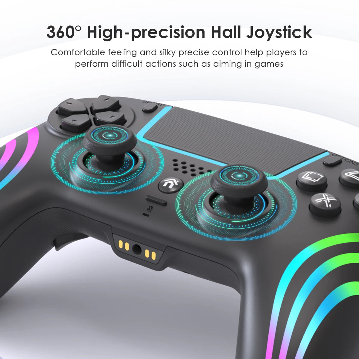 Wireless PS4 Controller – RGB LED Bluetooth Gamepad with Dual Vibration for PlayStation 4 & PC