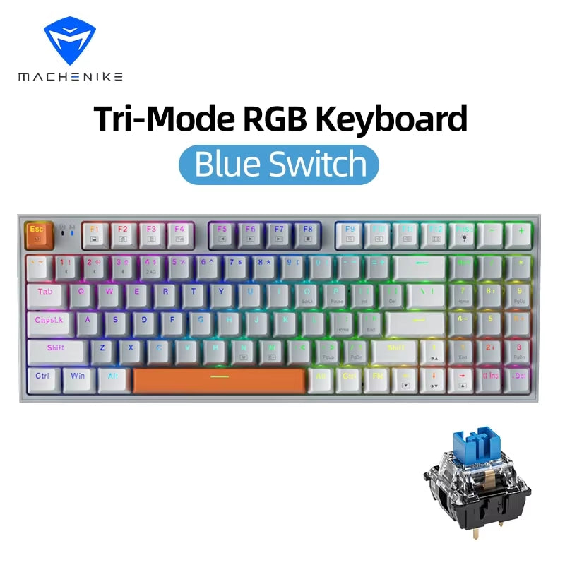 K500W Wireless Mechanical Keyboard Hot Swap Tri-Mode 94 Keys RGB Backlit Gaming Keyboard for PC Gamer Laptop
