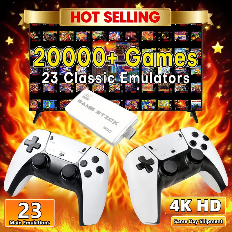 Wireless Retro Game Console – 20,000+ Games, Handheld, Two-Player Support