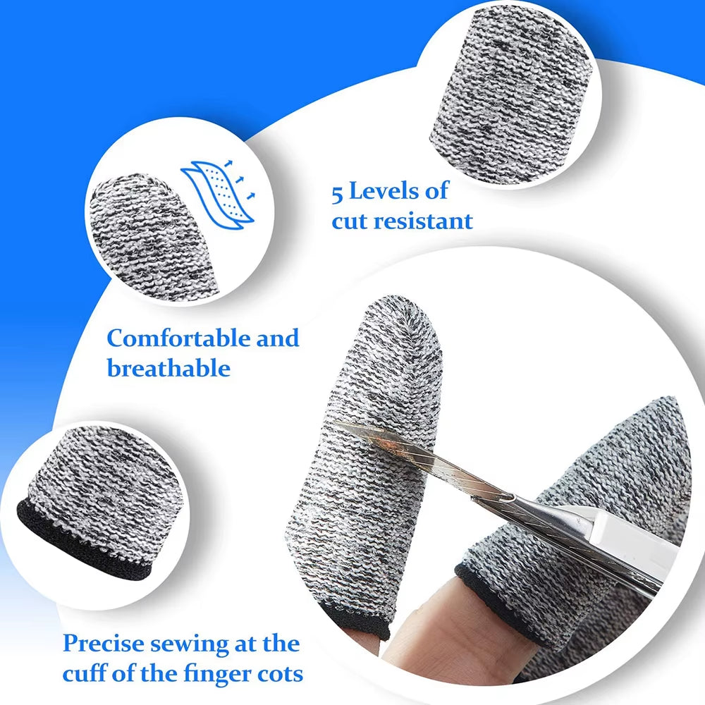 5/20PCS Cut Resistant Finger Cots Finger Sleeve Protectors Reusable Finger Glove Fingertip Covers for Sewing Cutting Handicrafts