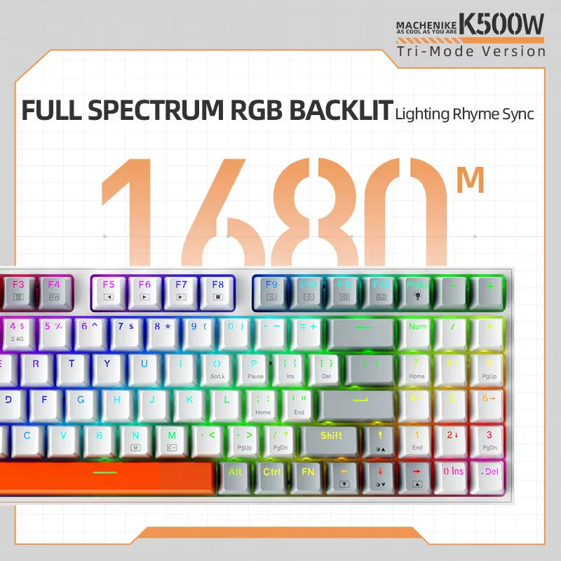 K500W Wireless Mechanical Keyboard Hot Swap Tri-Mode 94 Keys RGB Backlit Gaming Keyboard for PC Gamer Laptop