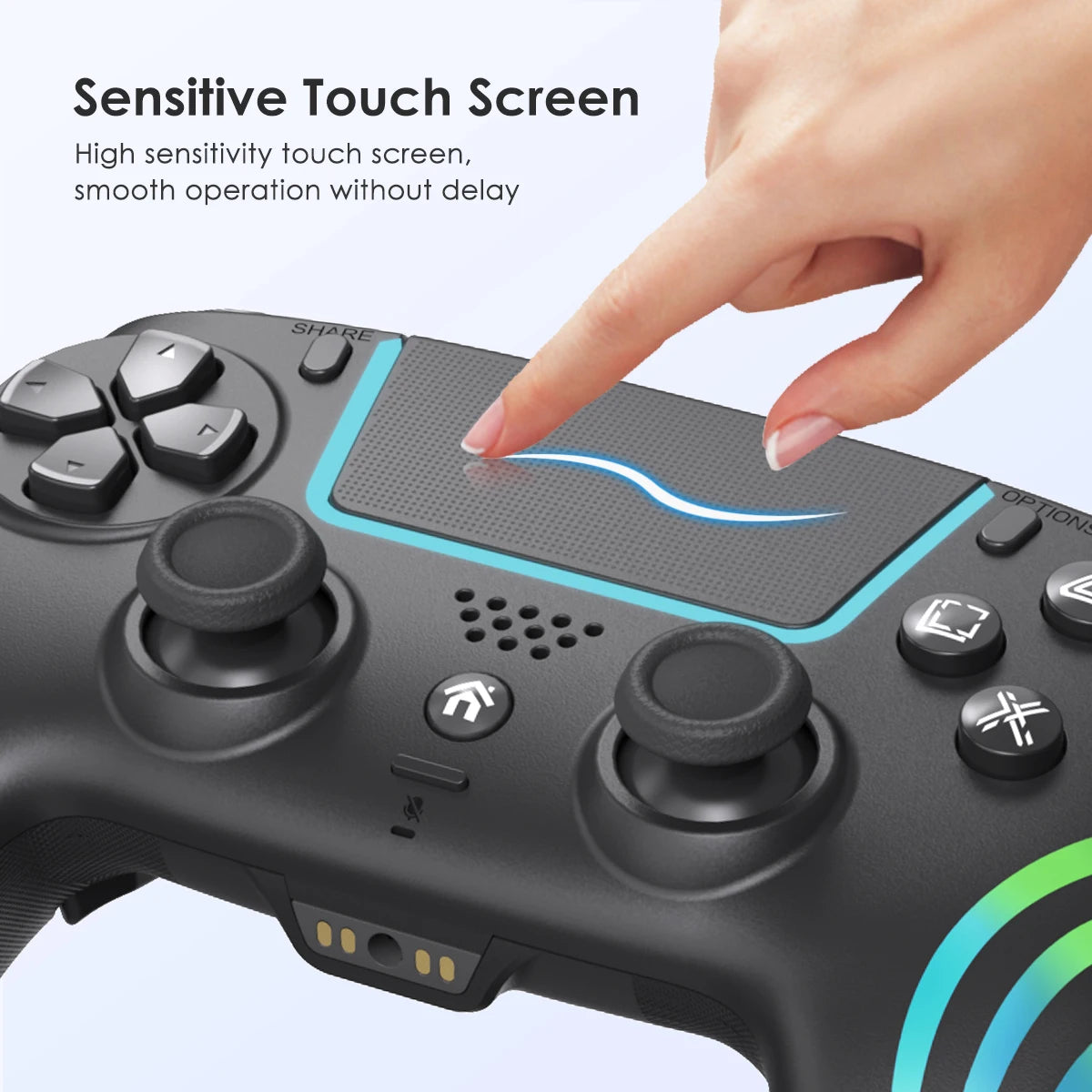 Wireless PS4 Controller – RGB LED Bluetooth Gamepad with Dual Vibration for PlayStation 4 & PC