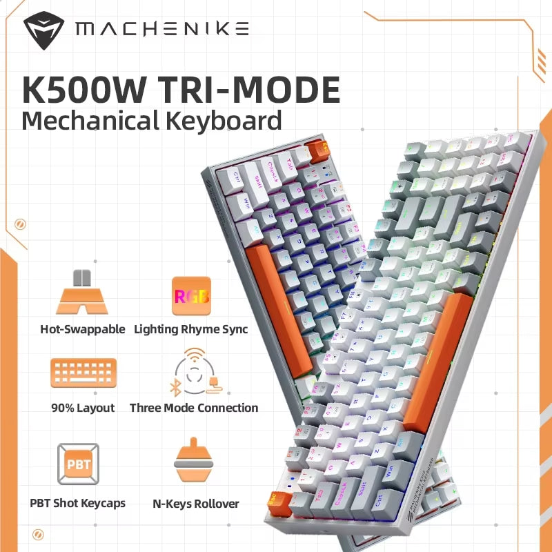 K500W Wireless Mechanical Keyboard Hot Swap Tri-Mode 94 Keys RGB Backlit Gaming Keyboard for PC Gamer Laptop