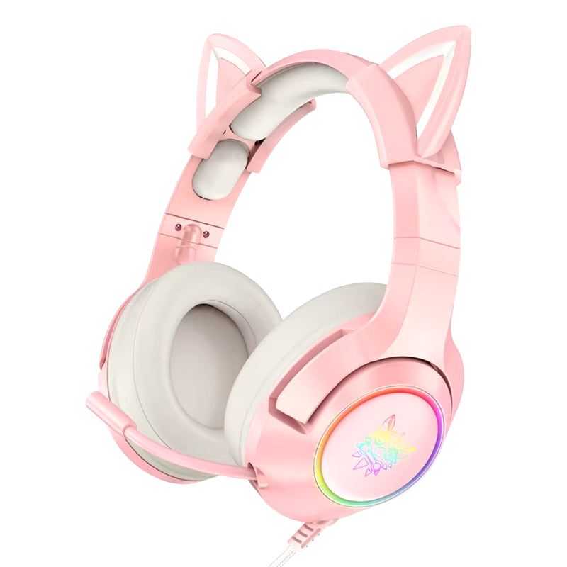 New Arrival LED Cat Ear Gaming Headphones Pink Headset 7.1 Stereo Sound Removable Cat Ear Wired Gaming Headsets with Mic