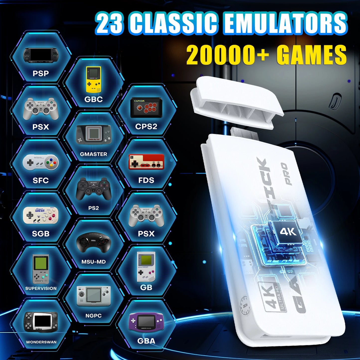 Wireless Retro Game Console – 20,000+ Games, Handheld, Two-Player Support