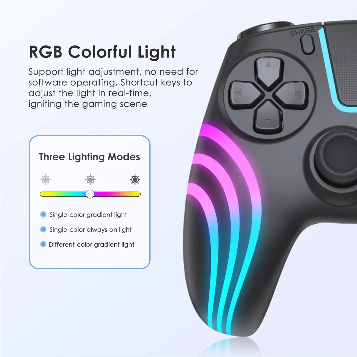 Wireless PS4 Controller – RGB LED Bluetooth Gamepad with Dual Vibration for PlayStation 4 & PC