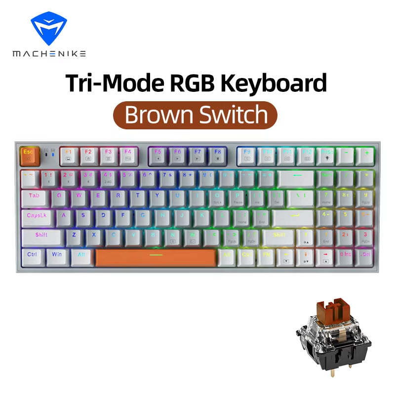 K500W Wireless Mechanical Keyboard Hot Swap Tri-Mode 94 Keys RGB Backlit Gaming Keyboard for PC Gamer Laptop
