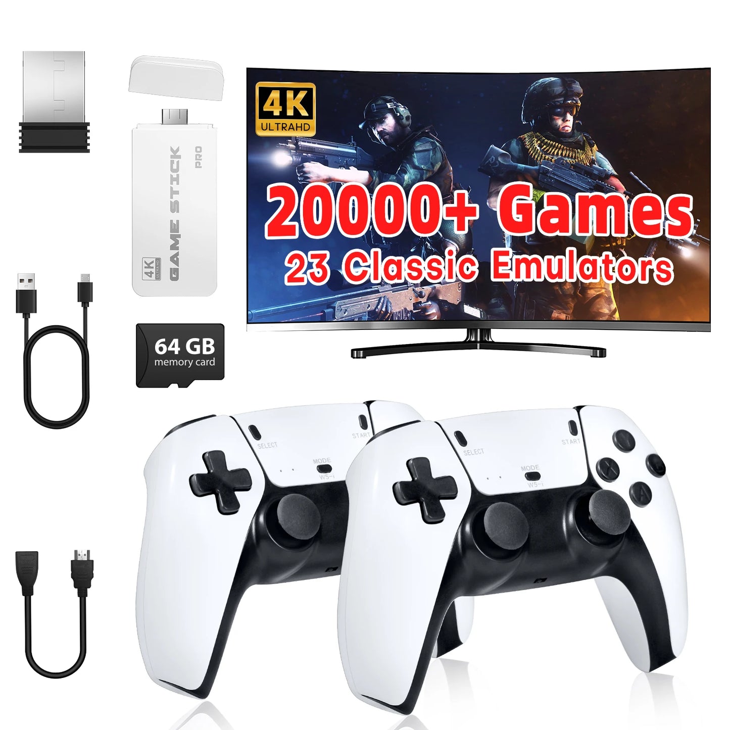 Wireless Retro Game Console – 20,000+ Games, Handheld, Two-Player Support