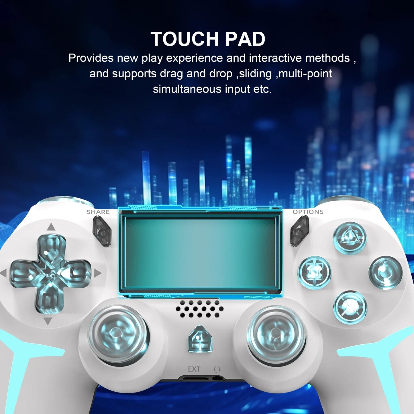 RGB Wireless Game Controller for PS4/PS3/PC – LED Bluetooth Gamepad with 6-Axis Gyro & Dual Vibration