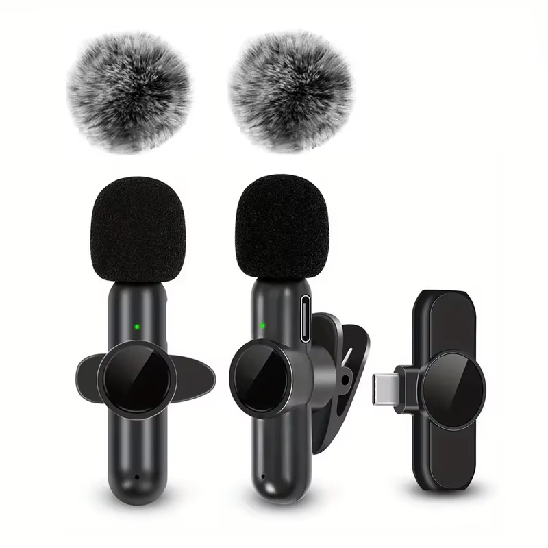 Wireless Lavalier Microphone with Windproof Cover  for iPhone Android Mobile Phone