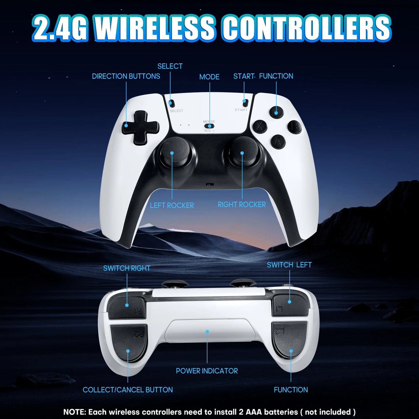 Wireless Retro Game Console – 20,000+ Games, Handheld, Two-Player Support