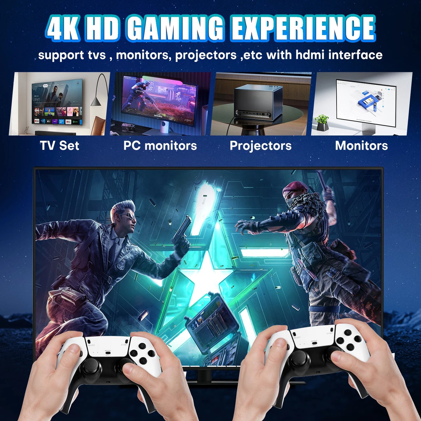 Wireless Retro Game Console – 20,000+ Games, Handheld, Two-Player Support