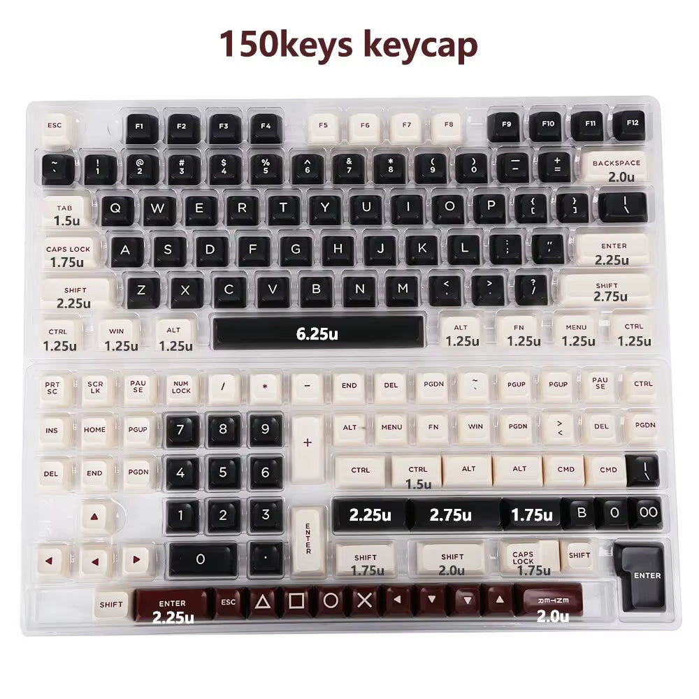 Keycaps ASA Profile 150 Keys Double Shot Key Cap Set for Cherry MX Switches 60 Percent/64/Gk61 Gaming Mechanical Keyboard