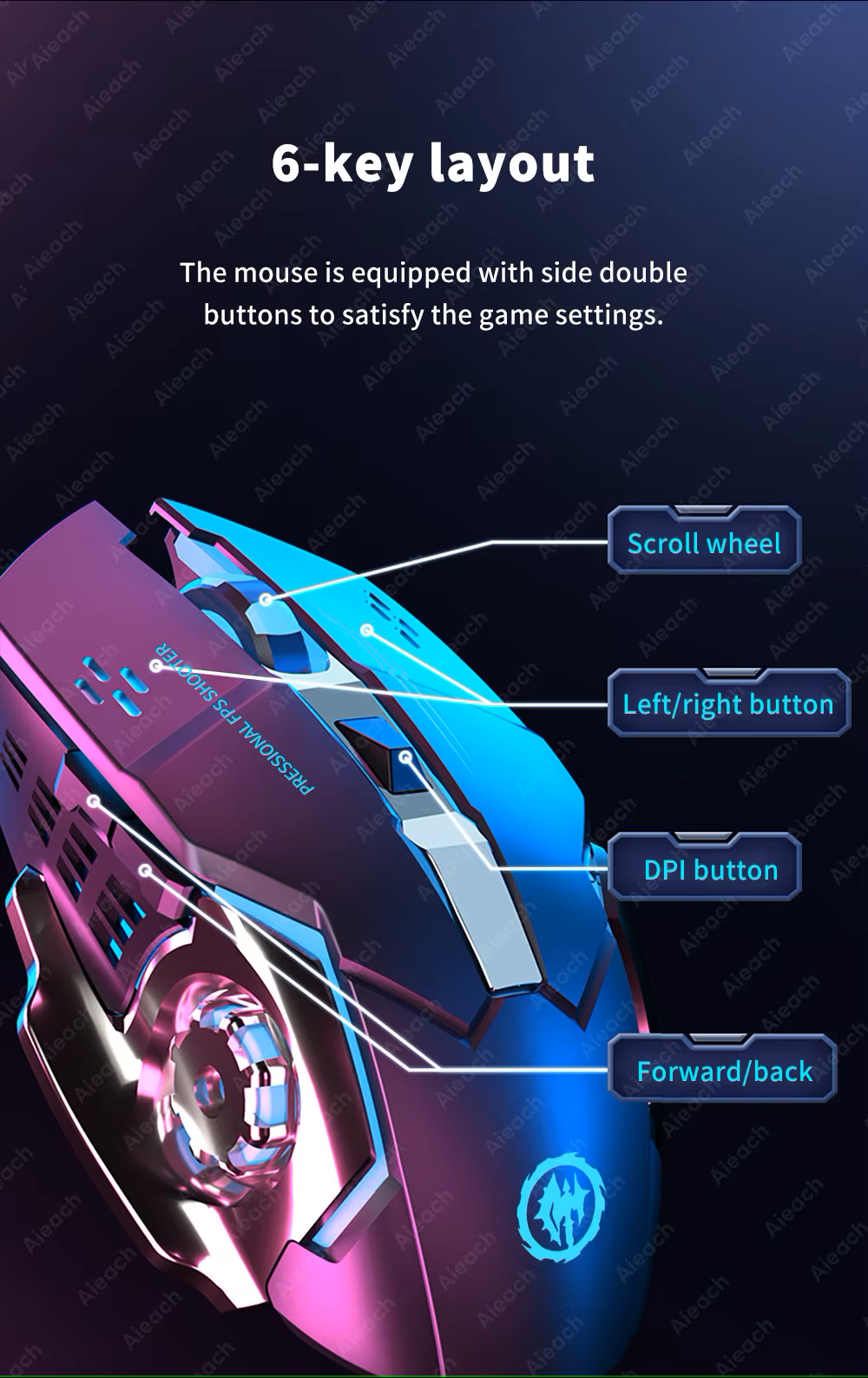 Rechargeable Wireless Mouse for Computer Tablet Bluetooth Gaming Mouse Ergonomic Backlight Mouse Laptop Accessories