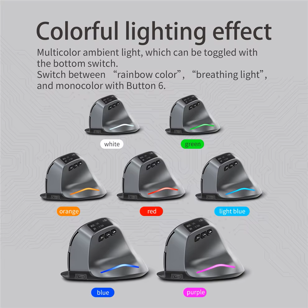 Wireless Gaming Mouse Rechargeable Bluetooth Mouse with LED Screen 2.4Ghz/Bluetooth,3200Dpi Wireless Gaming Mouse for Laptop,Pc