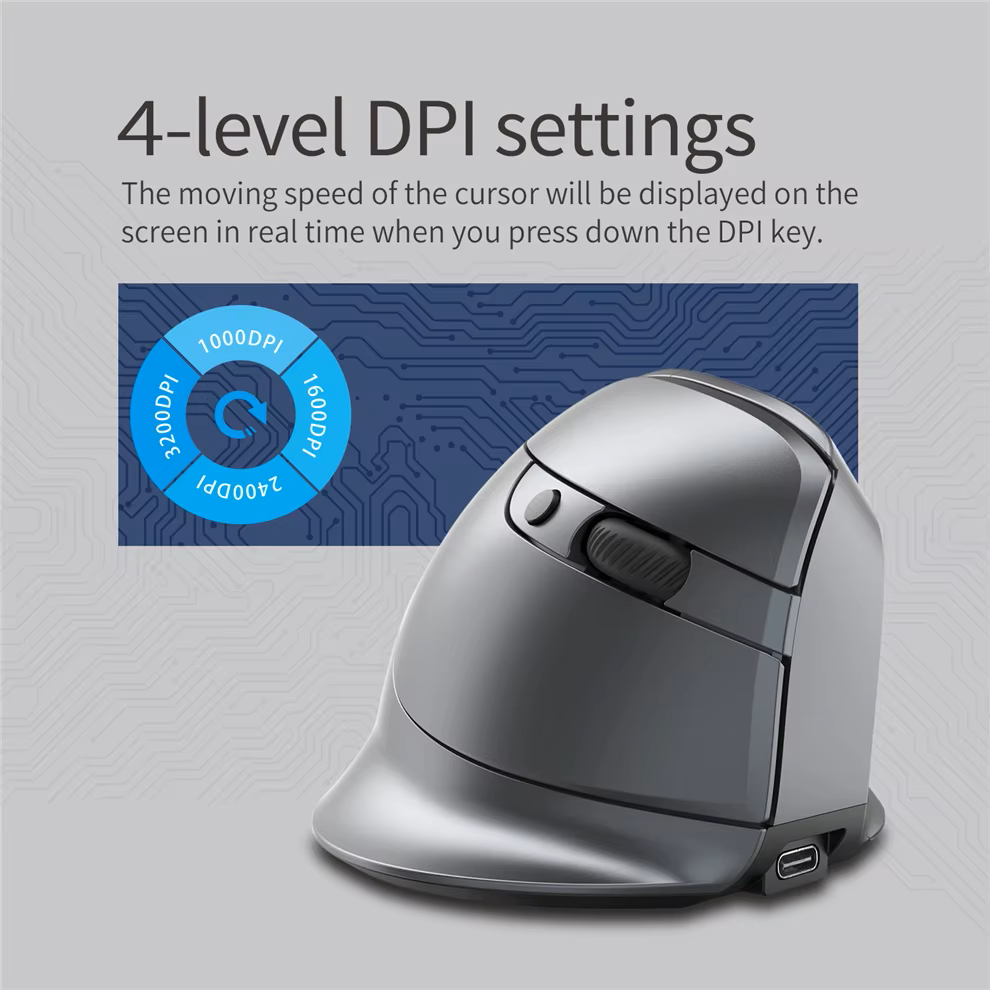 Wireless Gaming Mouse Rechargeable Bluetooth Mouse with LED Screen 2.4Ghz/Bluetooth,3200Dpi Wireless Gaming Mouse for Laptop,Pc