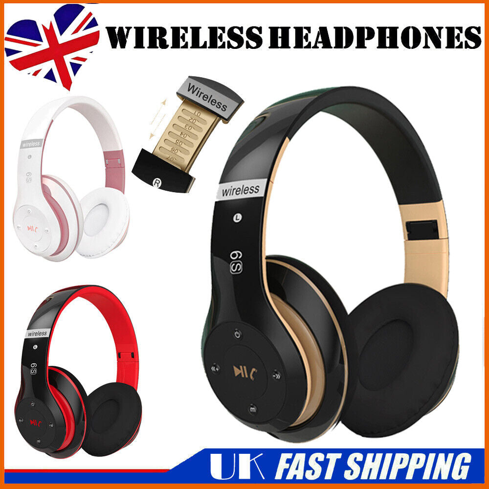 New Wireless Bluetooth Headphones Over-Ear Noise Canceling All Devices UK