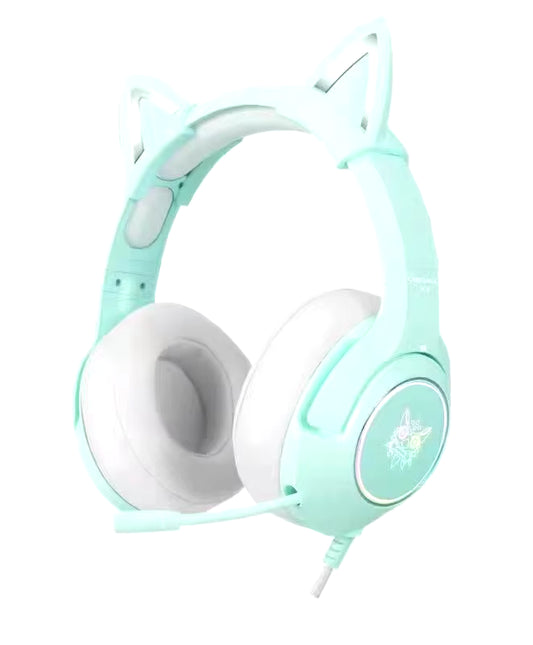 New Arrival LED Cat Ear Gaming Headphones Pink Headset 7.1 Stereo Sound Removable Cat Ear Wired Gaming Headsets with Mic