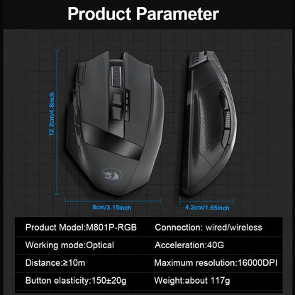 Sniper Pro M801P RGB USB Wireless Gaming Mouse 