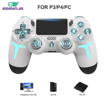 RGB Wireless Game Controller for PS4/PS3/PC – LED Bluetooth Gamepad with 6-Axis Gyro & Dual Vibration