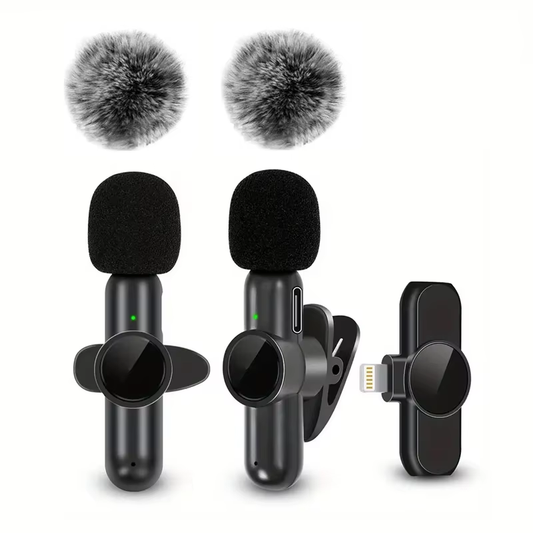 Wireless Lavalier Microphone with Windproof Cover  for iPhone Android Mobile Phone