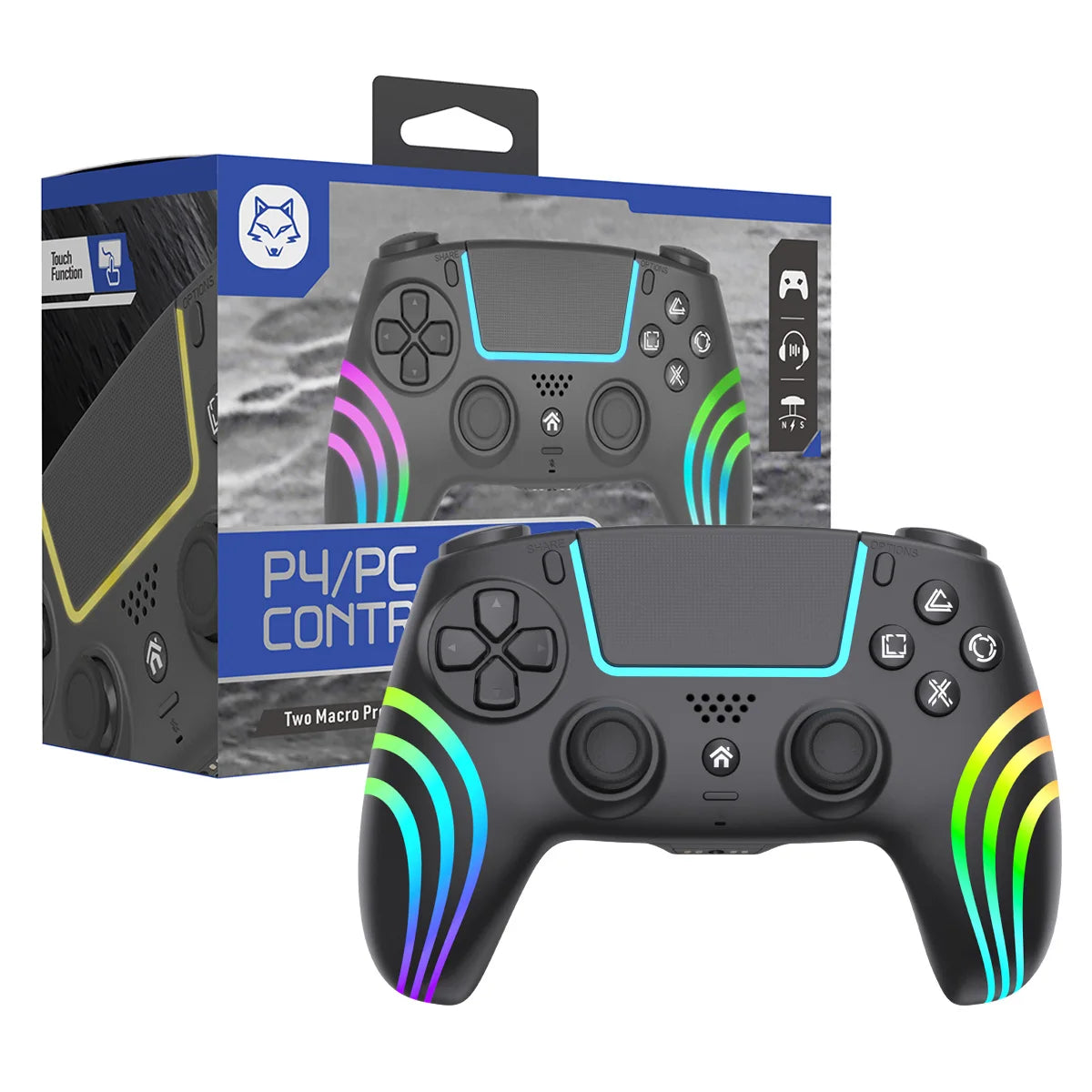 Wireless PS4 Controller – RGB LED Bluetooth Gamepad with Dual Vibration for PlayStation 4 & PC