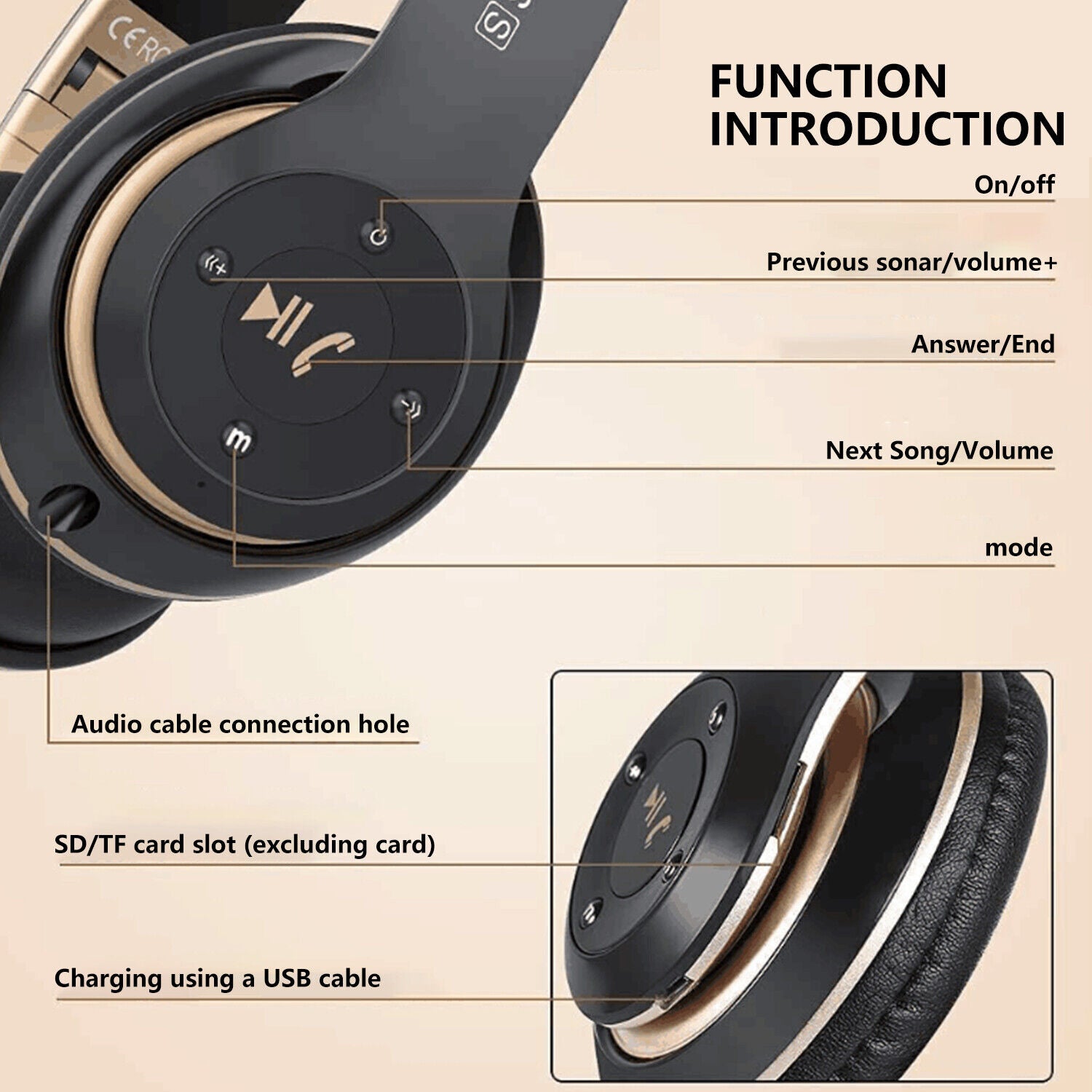 New Wireless Bluetooth Headphones Over-Ear Noise Canceling All Devices UK