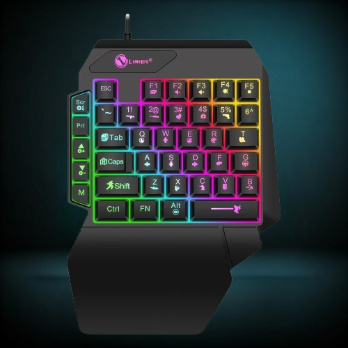 Gaming Keyboard Single Hand Mini Usb Ultra-Slim Wired 35Keys One Handedly Backlight Keyboard for Laptop Desktop PC Smartphone
