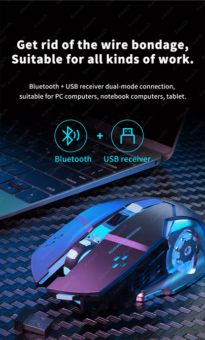 Rechargeable Wireless Mouse for Computer Tablet Bluetooth Gaming Mouse Ergonomic Backlight Mouse Laptop Accessories